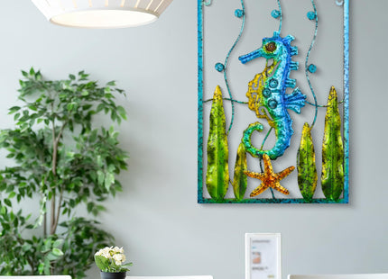 Metal Seahorse Beach Themed Bathroom Wall Art Decor,Home Wall Hanging