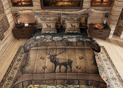 Erosebridal 7 Pieces Camo Deer Comforter Set for Kids Teens Adults