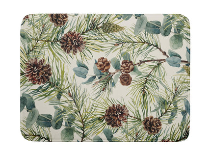 Winter Christmas Dish Drying Mat for Kitchen Counter 18x24 Evergreen Leaves Pinecone Holiday Theme Absorbent Reversible Microfiber Drying Mats Kitchen Countertop Protector Dishes Drainer Pad