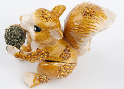 SEVENBEES Hand Painted Squirrel Jewelry Boxes Trinket Box Hinged Squirrel Figurine Gift for Women Girls