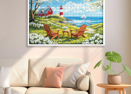 500 Pieces Puzzles for Adults, Relaxing Coastal Lighthouse Jigsaw Puzzles, Premium Seaside Scenic Landscape Wall Art for Home Decor, Challenging Gift for Women & Men, 20.5x15 in