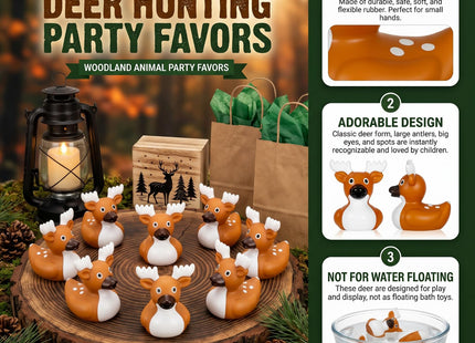 Deekin 24 Pcs Deer Rubber Duck 2 Inch Party Favors,Whitetail Deer Buck