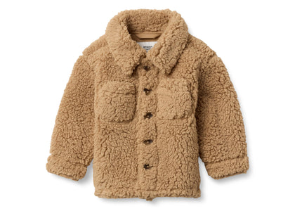 Amazon Essentials x Sofia Grainge Baby Boys' Sherpa Fleece Overshirt Jacket, Camel, 12 Months