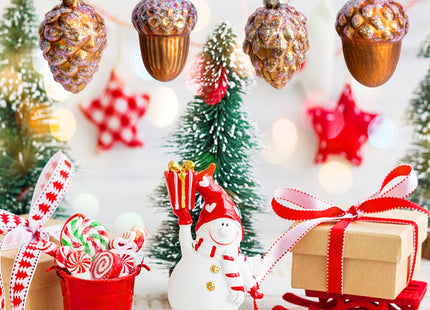 12 Pcs Pine Cone Glass Ornaments - Christmas & Fall Hanging Pinecone Decor