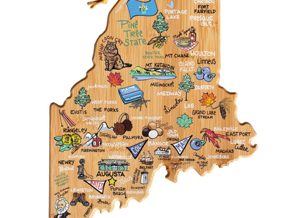 Totally Bamboo Maine State State Shaped Cutting Board, Art by Fish Kiss