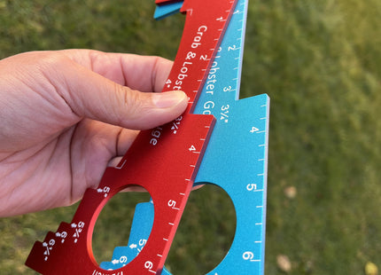 LuPush Crab Gauge & Lobster Ruler – 3mm Thick Aluminum Measuring Tool, Heavy-Duty Crab Ruler for Dungeness, Red Rock, Blue Crab & Lobster – Applicable for WA, OR, CA & Atlantic/Gulf States (Blue)