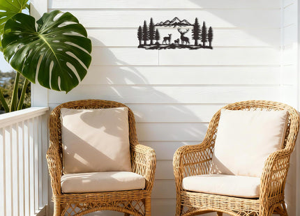 Slickss Deer Wall Art, Mountain Forest Metal Decor for Cabin Lodge