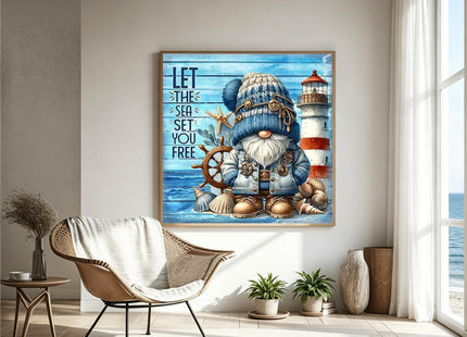 APTDYIGL 5D Seashore Lighthouse Diamond Painting Kits for Adults Beginner,DIY Gnome Diamond Art Kits for Adults,Round Full Drill Diamond Dots with Gem Art Kits,Home Wall Decor 13.7X13.7inch