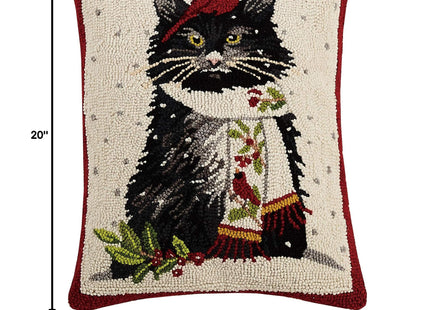 Holiday Cat Pillow with Cardinal by Peking Handicraft