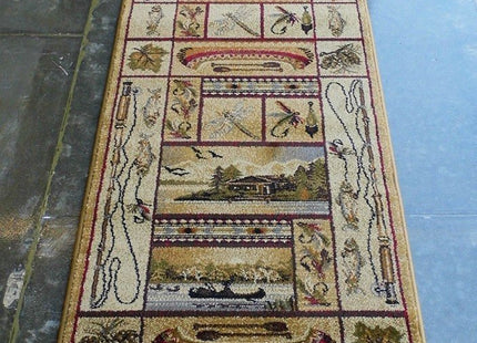 Champion Rugs Cabin Getaway Novelty Lodge Pattern Wildlife Nature Canoe Fishing Area Rug (2 Feet 2 Inch X 7 Feet 2 Inch Runner)