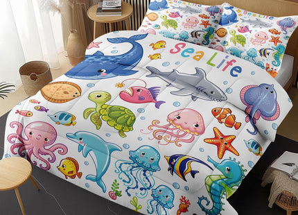 Nesphy Comforter Set of 3, Twin, Bedroom Decor Sea Turtle