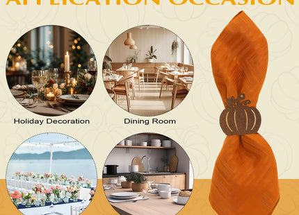 Roshtia 6 Pcs Wooden Fall Napkin Rings Thanksgiving, Pumpkin