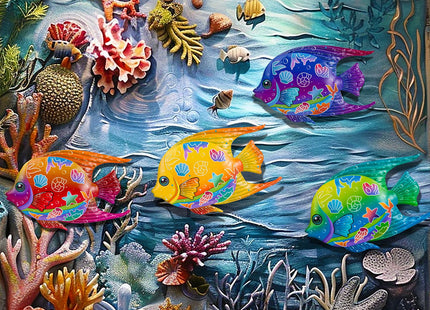 SUNREEK 9 Inches Metal Fish Wall Art, Coastal Beach Nautical Hanging Decor, Outdoor Ocean Pool Wall Decor (4, Fish-A)