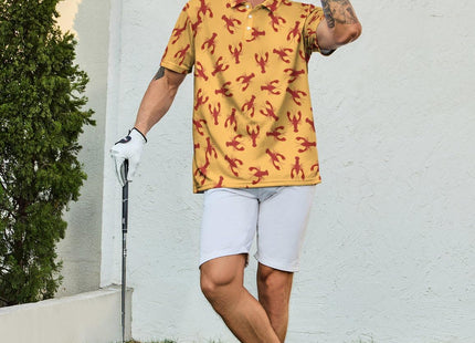 INZVKJLU Crawfish Shirt for Men Lobster Shirt Funny Golf Shirts Men