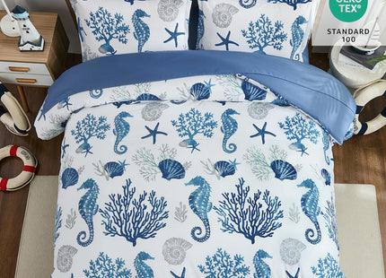 Anibedding Coastal Queen Comforter Set 7Pc Soft Beach Ocean Nautical Bed