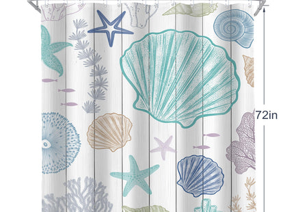 Seashell Nautical Coastal Colorful Shower Curtain Beach Ocean 72Wx72L Inch