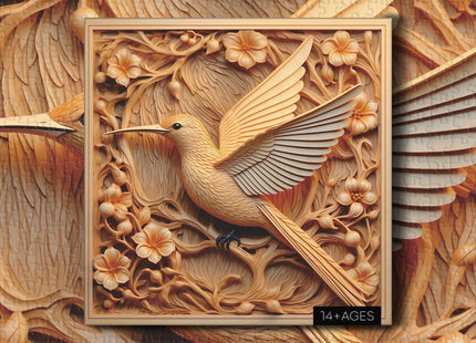 Hummingbird Puzzles for Adults 1000 Pieces, Bird Flowers Art Jigsaw Puzzles, Impossible Birds Autostereoscopy Animal Puzzle as Hummingbird Home Decor