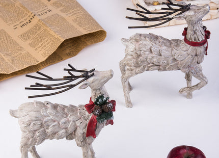 CEDAR HOME Resin Holiday Figurine Decorative Christmas Deer Tabletop Statue Decor, 2 Pack