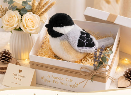 PullCrease Stuffed Animal with Authentic Sound Plush,Black-Capped Chickadee