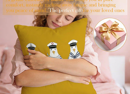 JLLBF Yellow Nautical Seagull Pillow Cover 18x18 Double-Sided