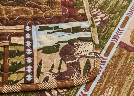 Oliven Cabin Bedding Quilt Twin Size Lodge Patchwork Quilt Set Rustic Bedspread Forest Huts Bear Duck Pine Cone Coverlet Summer Lightweight Plaid Bed Cover Pillow Shams