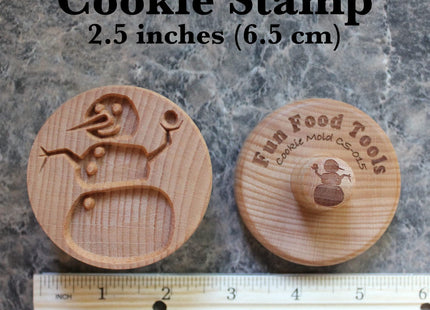 Fun Food Tools, Wood Cookie Stamp, 2.5 Inch (Snowman CS-015)