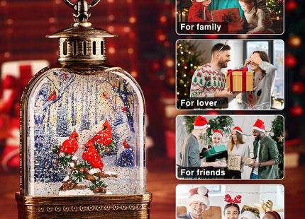 11Inch Christmas Snow Globes Cardinal Gifts, Musical Cardinal Snow Globe Glitter Light Up, Christmas Decorations Indoor 6H Timer Red Cardinal Christmas Decor for Women