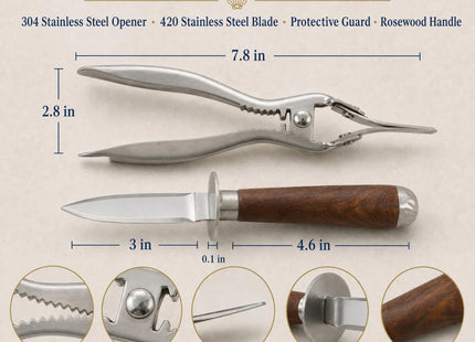 Oyster Shucking Knife Set, Plier + Knife + Level 5 Gloves + Citrus Press