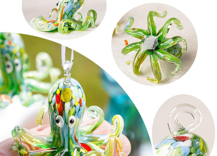 2'' Art Glass Octopus Coastal Hanging Ornament