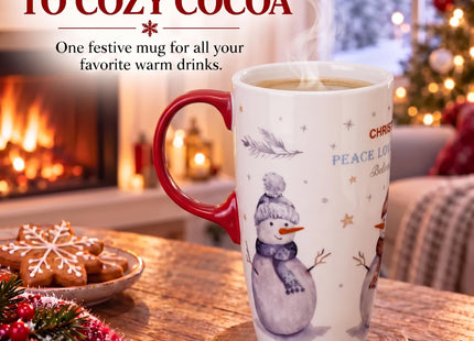 TZSSP 17oz Snowman Ceramic Coffee Mug with Lid, Joywish Gift Box
