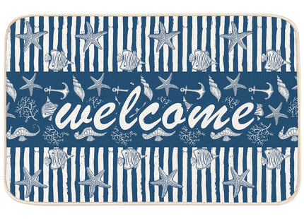 MATIRUG Blue Beach Door Mat,Coastal Welcome Mat 16"x24"