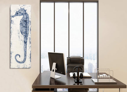 Yihui Arts, Seahorse Hand-Painted Wall Art on Canvas Abstract Artwork Art Wood Stretched Hanging Wall Decoration Sea Style Blue Painting for Home Decor