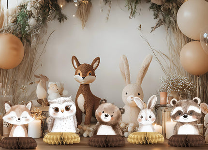 Woodland Baby Shower Centerpieces – 12 PCS Honeycomb Table Decorations, Forest Animal Baby Shower, Rustic Woodland Creatures Party Supplies