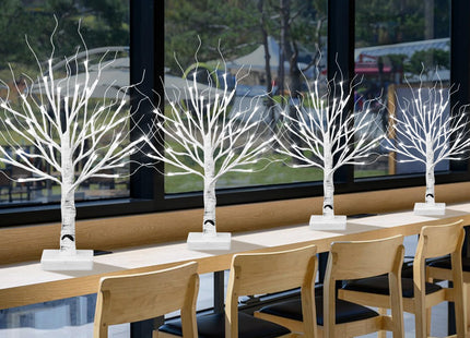 BDUSXYZ 4pcs 36LED Lighted Birch Tree Home Decor - White Birch Tree with Lights Money Tree Wedding Centerpieces Artificial Branches Table (White)