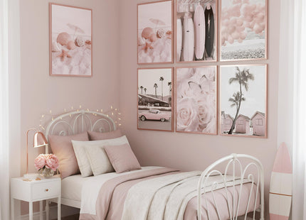 SOUHLP Blush Pink Coastal Canvas Wall Art, 12''x16''