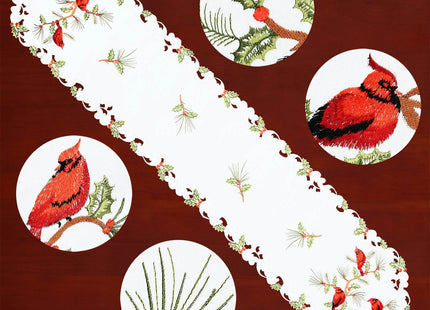 Simhomsen Embroidered Cardinal Table Runner for Christmas Holidays Decorations (14 × 69 Inches)