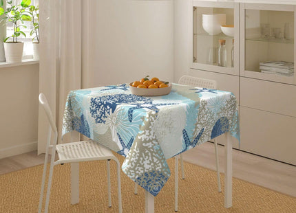 Summer Outdoor Tablecloth Square 54x54 Inch,Seashell Starfish Coral Beach Table Cloth,Stain Resistance Polyester Ocean Decor Table Covers for Kitchen Dining,Small Tablecloth for Parties Picnic