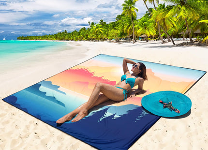 WIWIGO Beach Blanket Mat Waterproof Sandproof for 2-8 Adults Quick Drying