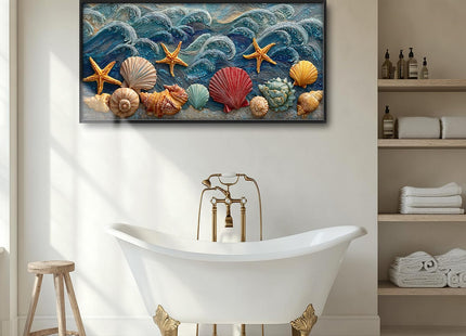 Taimeng Large Coastal Seashell Wall Art Beach Wave Wall Decor 60" L x 30" W