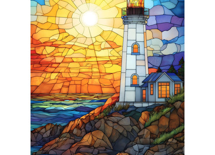 Colorful Stained Glass Lighthouse Puzzle 1000 Pieces Impossible Puzzle - Jigsaw Puzzle Adventure, for Adults, Family Group Play with HD Poster Included(19.7 x 27.6 in)