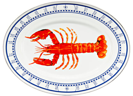 Golden Rabbit Enamelware Oval Platter, 12 x 16in, Lobster