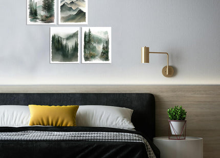 DOODLREAM 4Pcs Unframed Mountain Forest Canvas Wall Art for Home Decor