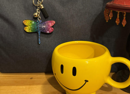 Popfizzy Rhinestone Dragonfly Keychain for Women, Animal Purse Charms, Dragonfly Gifts for Animal Lovers, Crystal Bag Charm