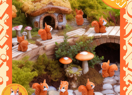 Suzile 50 Pcs Mini Squirrel Figures Tiny Resin Squirrel Statue, Lively