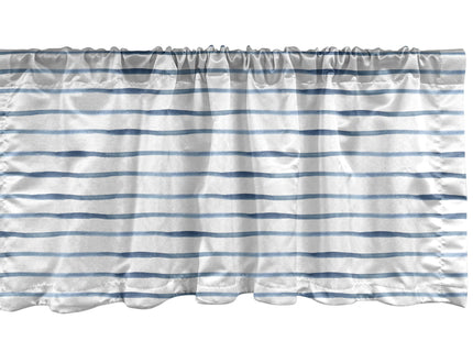 Ambesonne Harbour Stripe Window Valance, Abstract Brushstroke Nautical Ocean Horizontal Lines Soft Picture, Curtain Valance for Kitchen Bedroom Decor with Rod Pocket, 42" x 12", Pale Slate Blue White