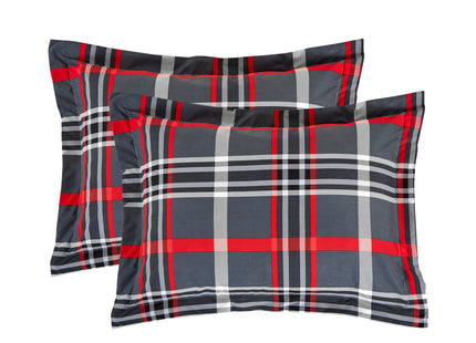 Elegant Comfort 8- Piece Lodge Plaid Reversible Comforter Set Bed-in-a-Bag Set - Silky Soft Complete Set Includes Bed Sheet Set with Double Sided Storage Pockets, Full/Queen, Gray