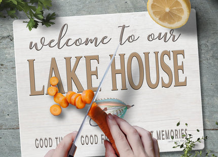 CounterArt Lake House Lure 3mm Tempered Glass Cutting Board