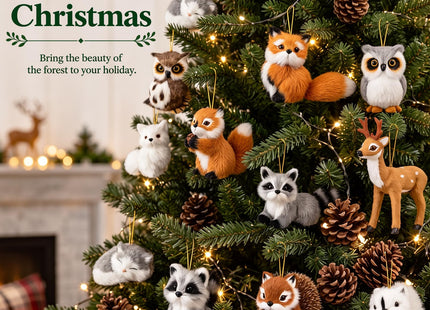 Skylety 20 Pcs Woodland Animal Plush Hanging Ornaments, Xmas Woodland