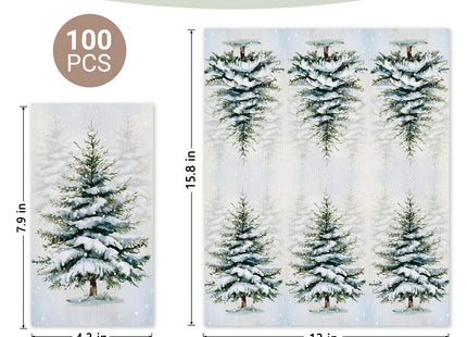 Livcoz 100 PCS Winter Snowy Pine Tree Disposable Paper Napkins