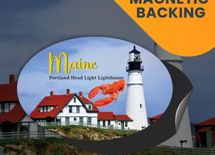 Magnet Me Up Maine Portland Head Light Lighthouse and Lobster Oval Magnet Decal, 4x6 Inch, Heavy Duty Automotive Magnet for Car, Truck or SUV, Portland Harbor, Casco Bay, Crafted in USA